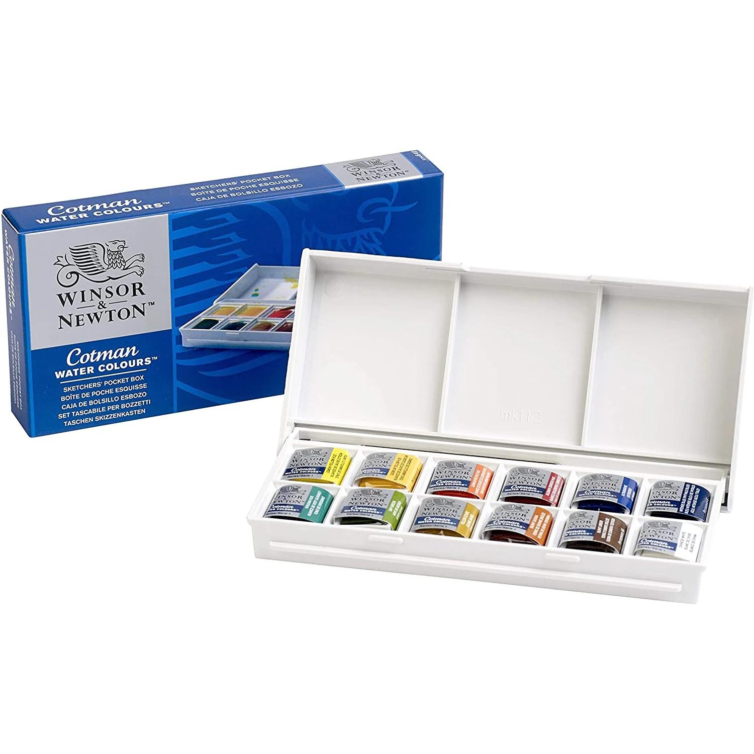 Winsor & Newton Cotman ޴  ܻ äȭ Ʈ, ó   ȷƮ, äȭ 귯, Acuarela, 12 